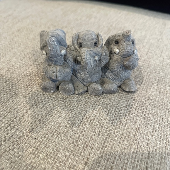 Hear no, see no evil, Say NO Evil Lucky Elephants 4" Stone Critters. USA VTG - Picture 1 of 5